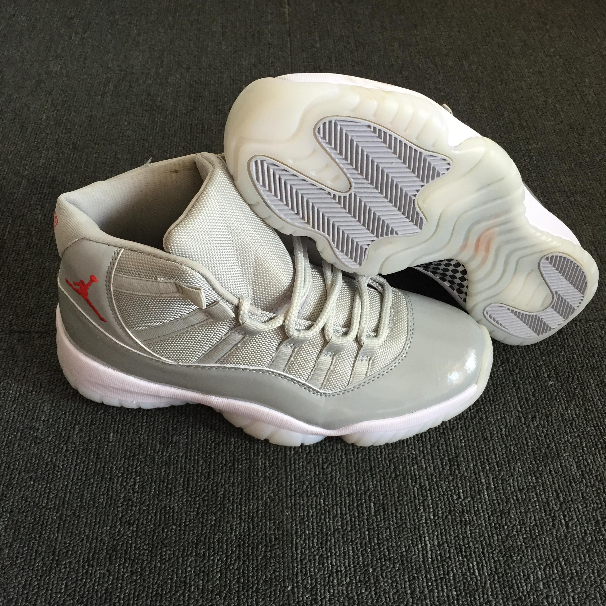 New Air Jordan 11 Grey White Red Shoes - Click Image to Close